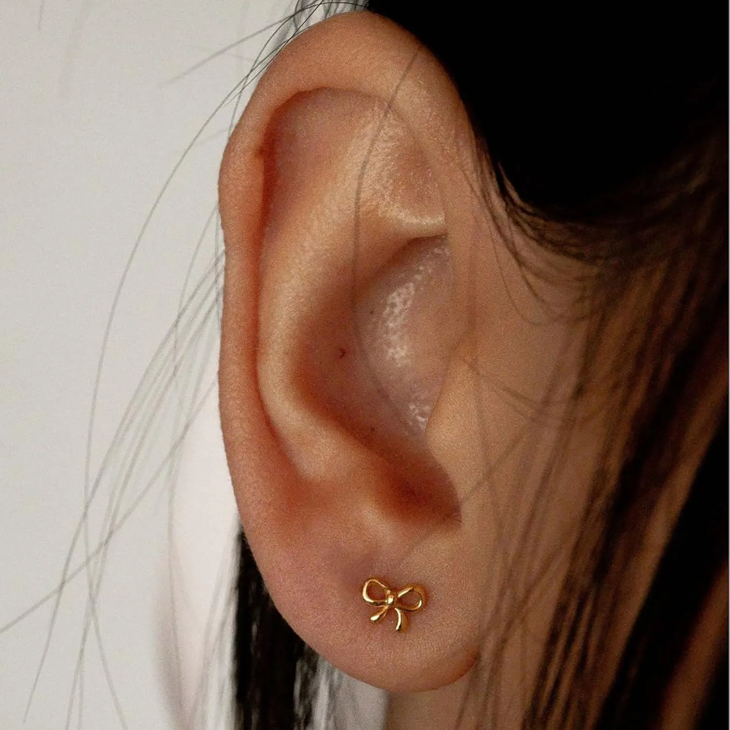 Dainty Bow Earrings for Women,14K Gold Plated Earrings,Hypoallergenic, Simple,Minimalist,Lightweight Earrings Jewelry Gifts for Birthday,Christmas -fightingtoge