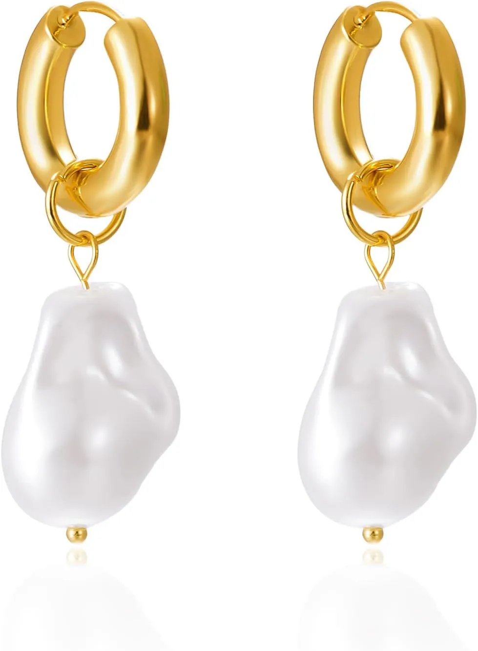 Dainty Pearl Earrings for Women Gold Pearl Drop Earrings Baroque Pearl Earrings White Pearl Wedding Earrings Chunky Hoop Earrings Hypoallergenic Jewelry