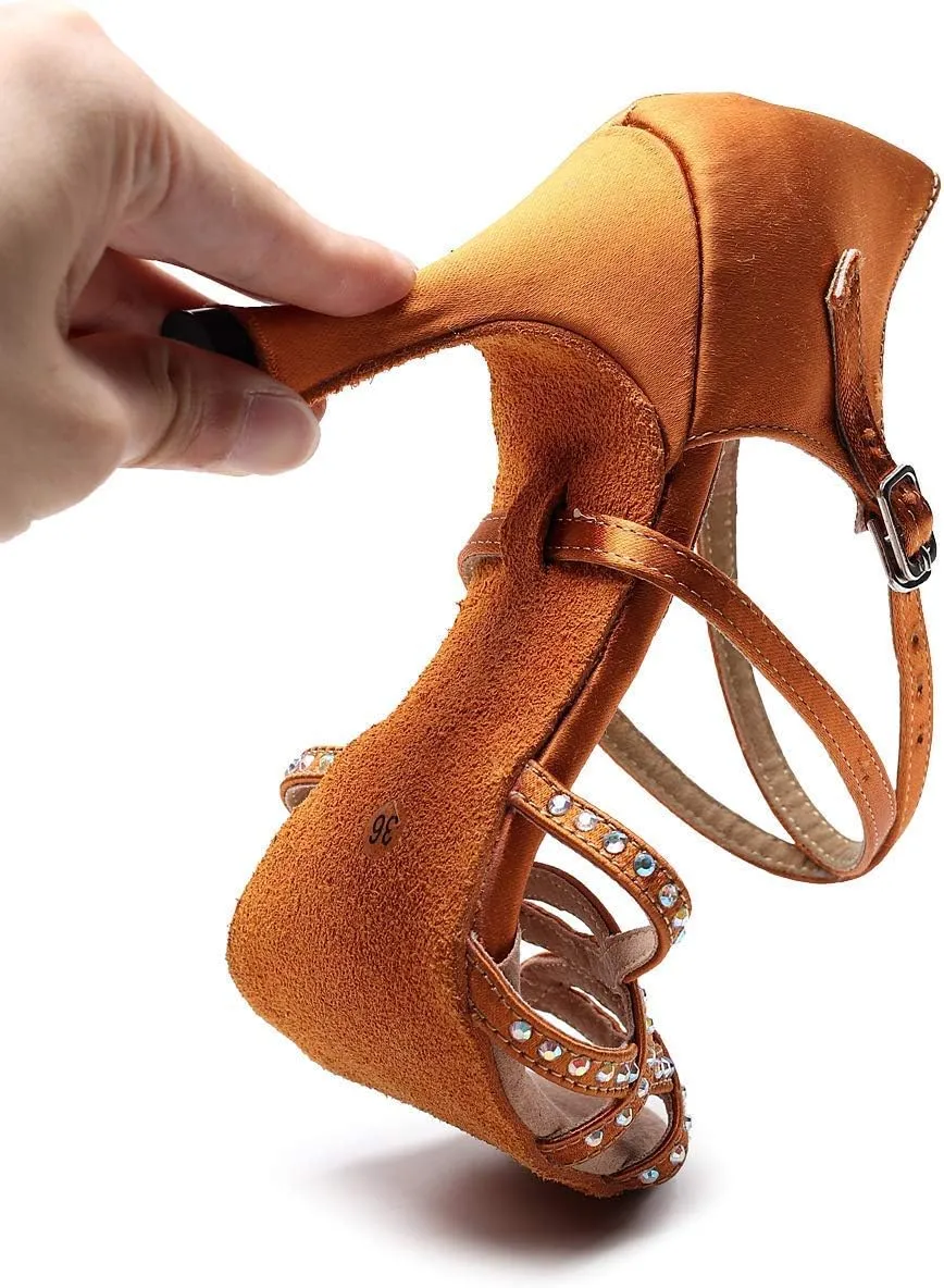 Dance Shoes with Color Diamond Fashion Latin Dance Shoes Silk Material high Heel 9cm