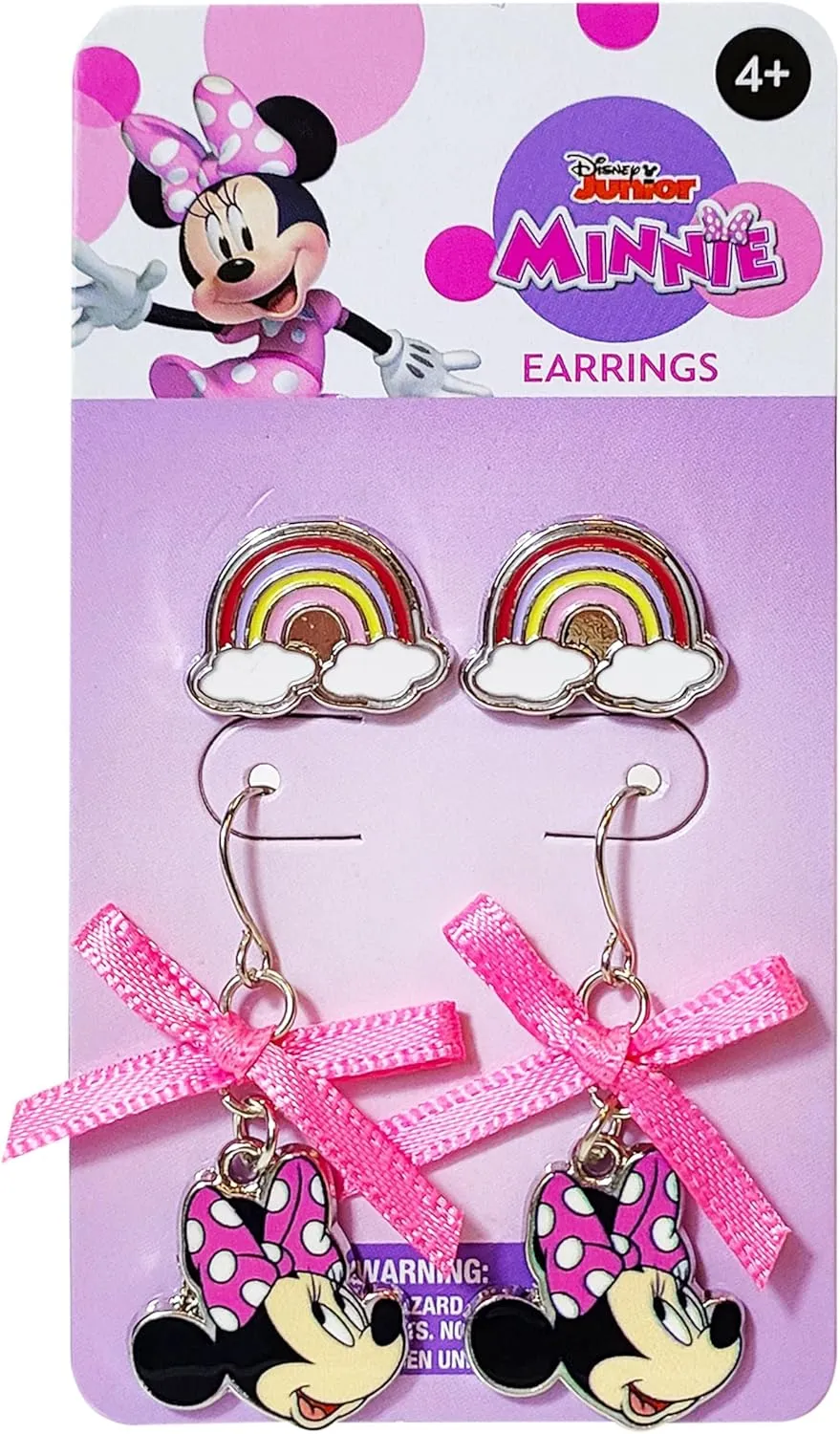 Disney Hypoallergenic Stud Earrings & Fishhook Drop Earring Sets with Charms One Size Fits All Girls Earrings, Disney Accessories for Girls Ages 4 