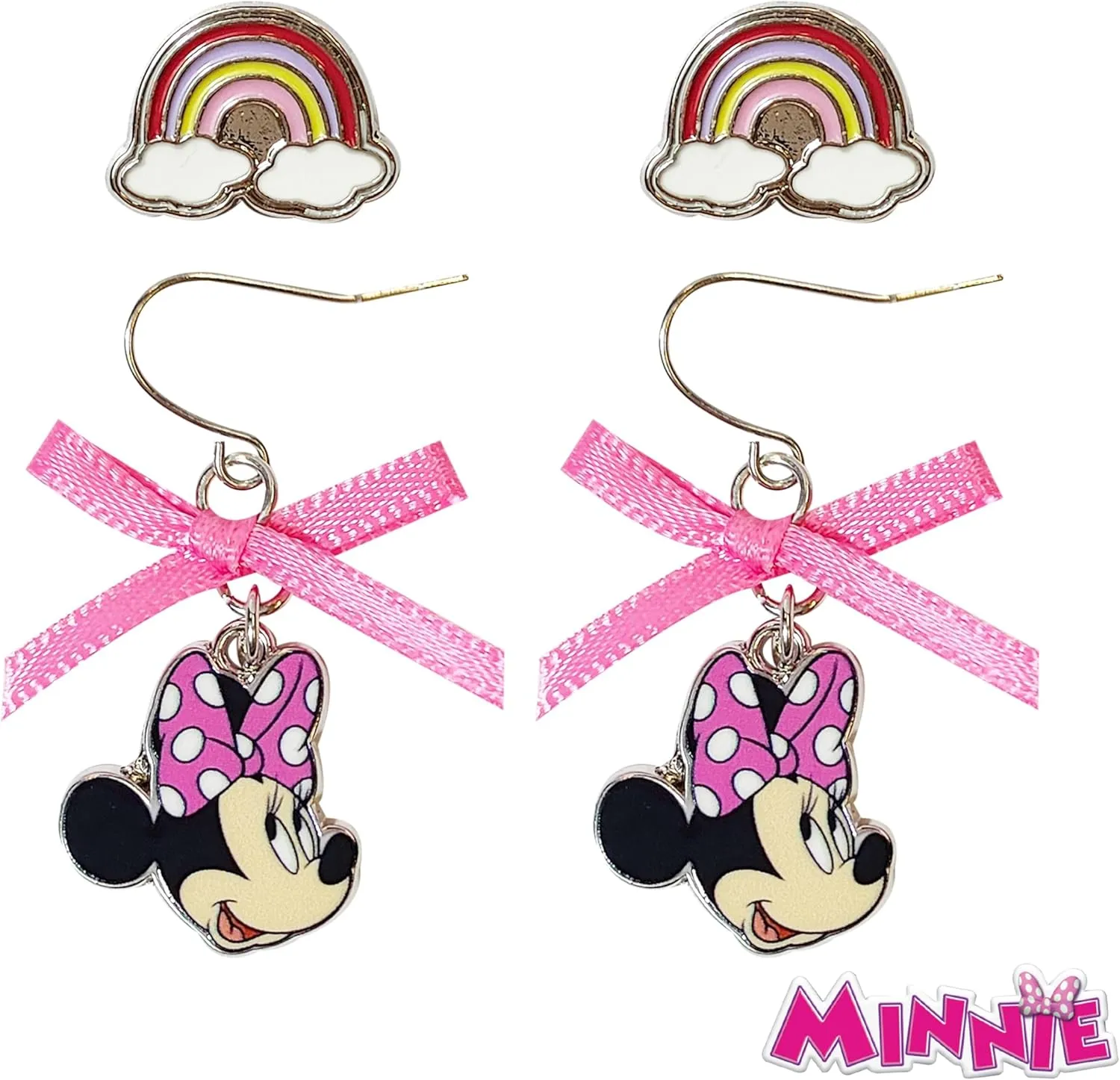 Disney Hypoallergenic Stud Earrings & Fishhook Drop Earring Sets with Charms One Size Fits All Girls Earrings, Disney Accessories for Girls Ages 4 