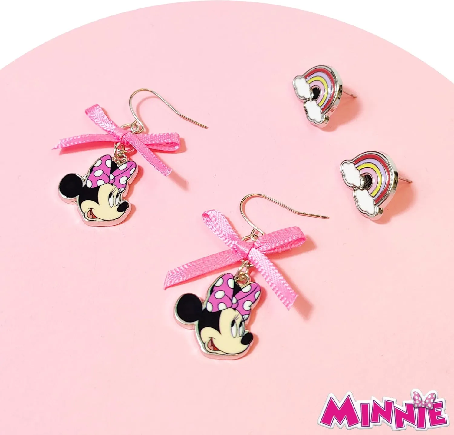Disney Hypoallergenic Stud Earrings & Fishhook Drop Earring Sets with Charms One Size Fits All Girls Earrings, Disney Accessories for Girls Ages 4 