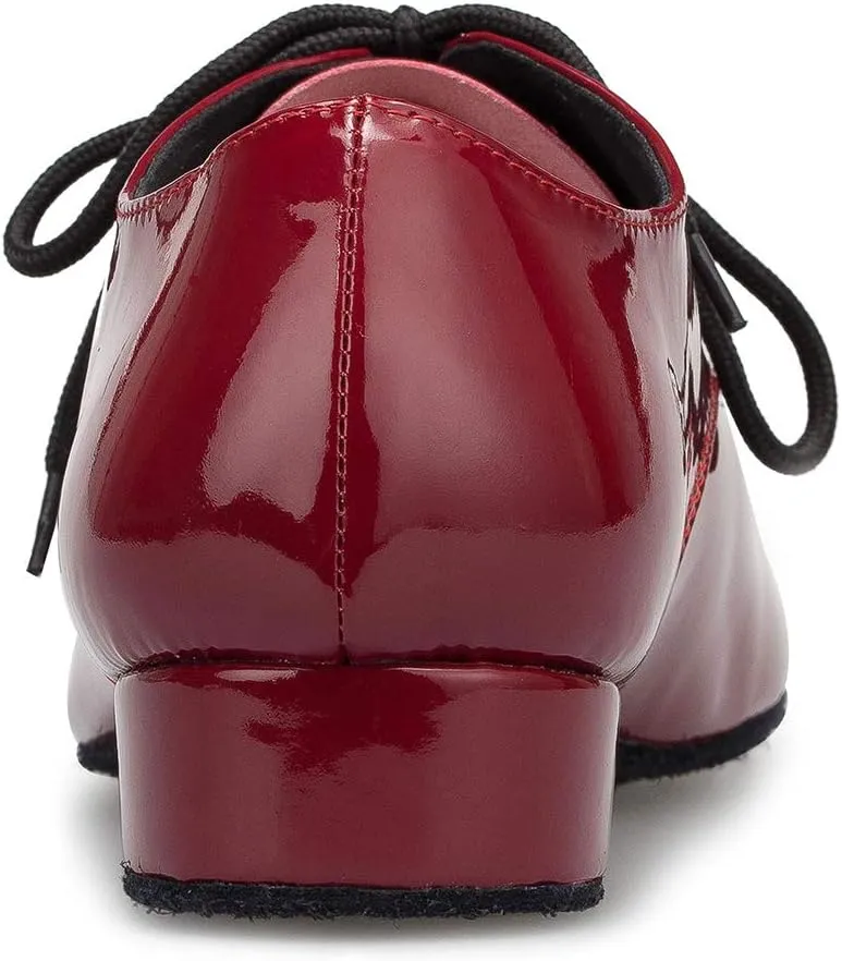 DKZSYIM Men's Leather Latin Dance Shoes Ballroom Tango Waltz Modern Social Practice Lace-up Dance Shoes 1" Heel,Model L040