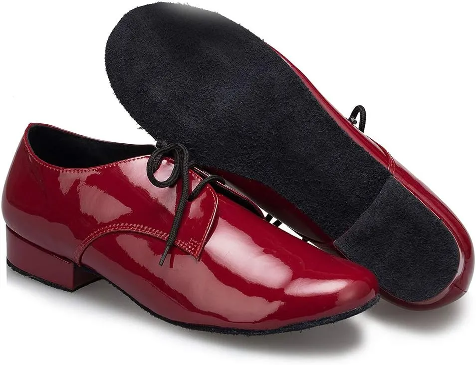 DKZSYIM Men's Leather Latin Dance Shoes Ballroom Tango Waltz Modern Social Practice Lace-up Dance Shoes 1" Heel,Model L040