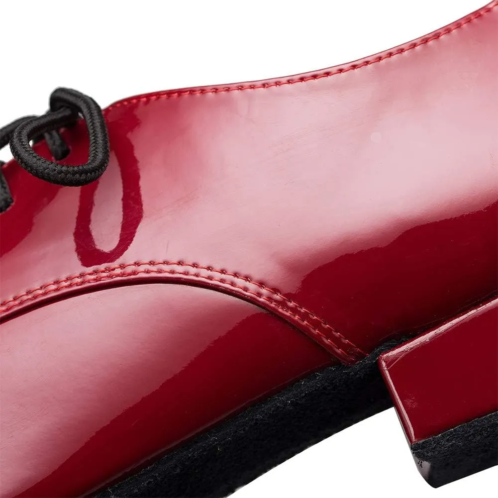 DKZSYIM Men's Leather Latin Dance Shoes Ballroom Tango Waltz Modern Social Practice Lace-up Dance Shoes 1" Heel,Model L040
