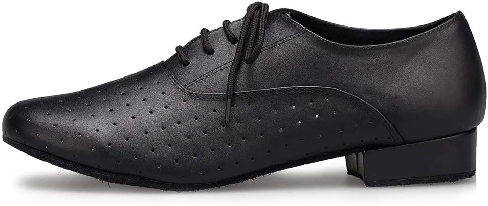 DKZSYIM Men's Leather Latin Dance Shoes Ballroom Tango Waltz Modern Social Practice Lace-up Dance Shoes 1" Heel,Model L040