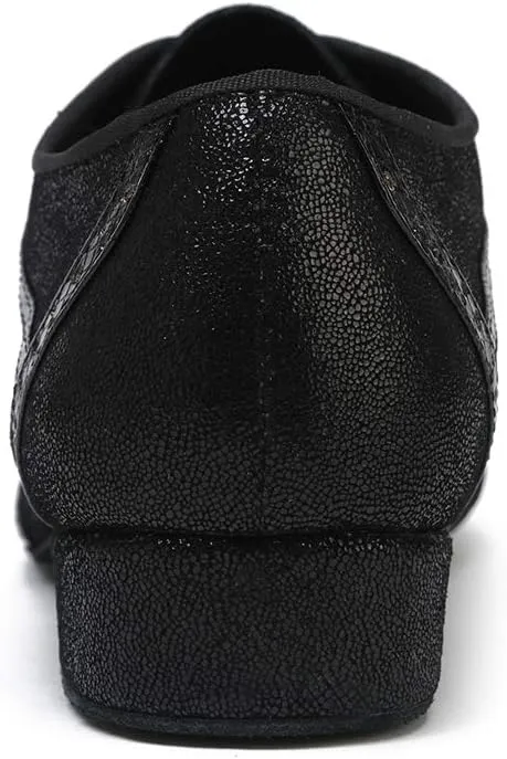 DKZSYIM Men's Leather Latin Dance Shoes Ballroom Tango Waltz Modern Social Practice Lace-up Dance Shoes 1" Heel,Model L040