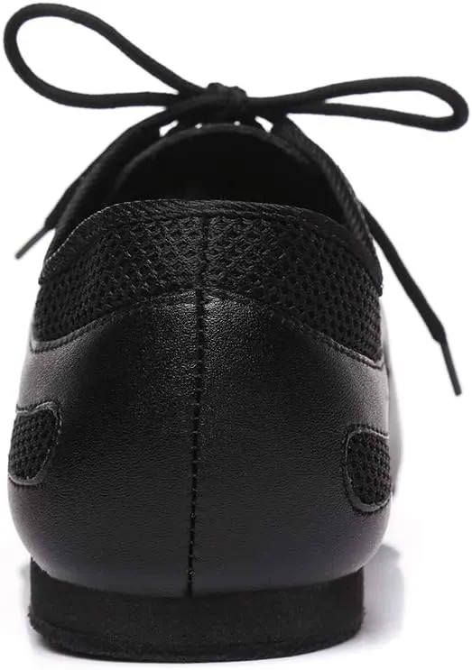DKZSYIM Men's Leather Professional Latin Dance Shoes Ballroom Jazz Tango Waltz Performance Suede Sole Shoes with Net Surface Model YCL400