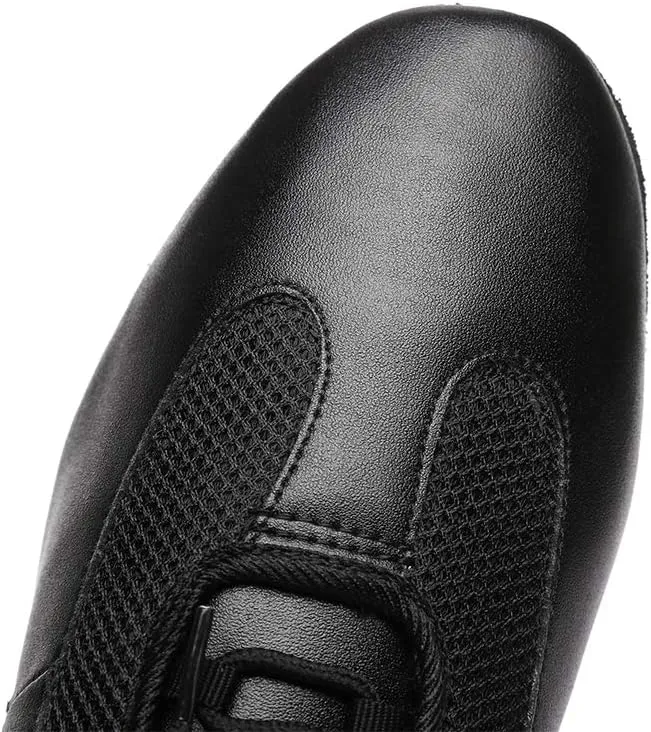 DKZSYIM Men's Leather Professional Latin Dance Shoes Ballroom Jazz Tango Waltz Performance Suede Sole Shoes with Net Surface Model YCL400