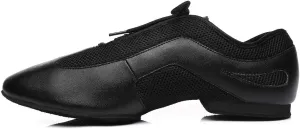 DKZSYIM Men's Leather Professional Latin Dance Shoes Ballroom Jazz Tango Waltz Performance Suede Sole Shoes with Net Surface Model YCL400