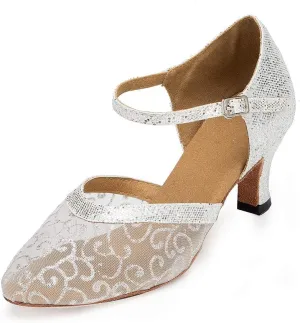 DKZSYIM Women's Latin Dance Shoes Ballroom Performance Practice Net Surface Dance Shoes,Model YCL132