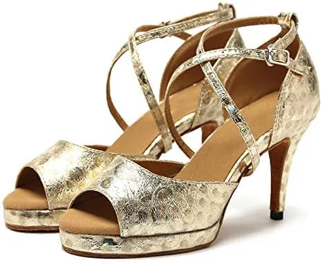 DKZSYIM Women's Latin Dance Shoes Ballroom Practice Performance Dance Shoes Model YCL391