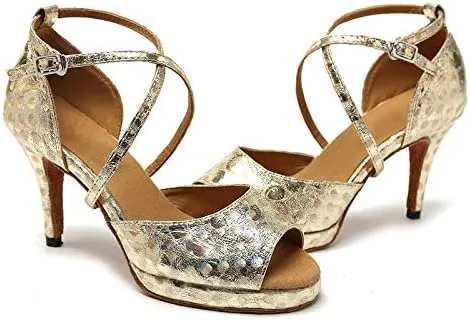 DKZSYIM Women's Latin Dance Shoes Ballroom Practice Performance Dance Shoes Model YCL391