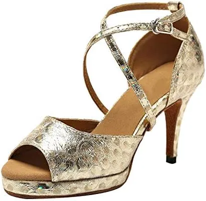 DKZSYIM Women's Latin Dance Shoes Ballroom Practice Performance Dance Shoes Model YCL391