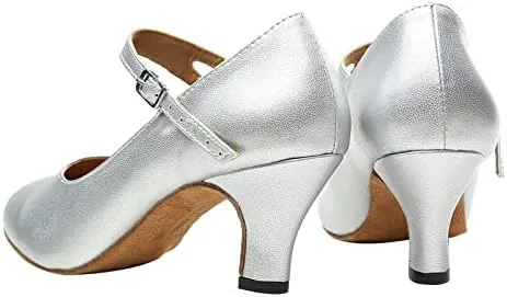 DKZSYIM Women's Leather Latin Dance Shoes Ballroom Salsa Tango Performance Dancing Shoes,Model QJW1019