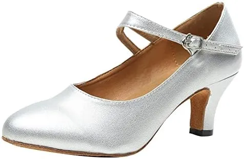 DKZSYIM Women's Leather Latin Dance Shoes Ballroom Salsa Tango Performance Dancing Shoes,Model QJW1019