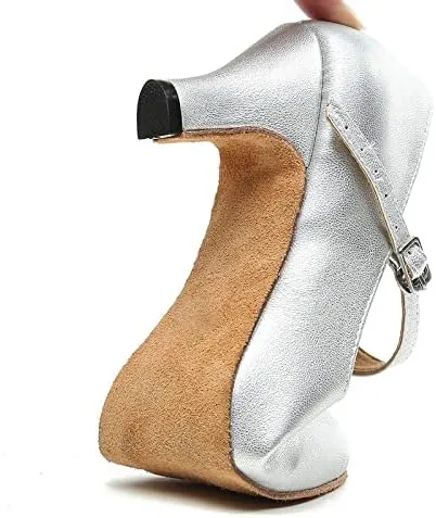 DKZSYIM Women's Leather Latin Dance Shoes Ballroom Salsa Tango Performance Dancing Shoes,Model QJW1019