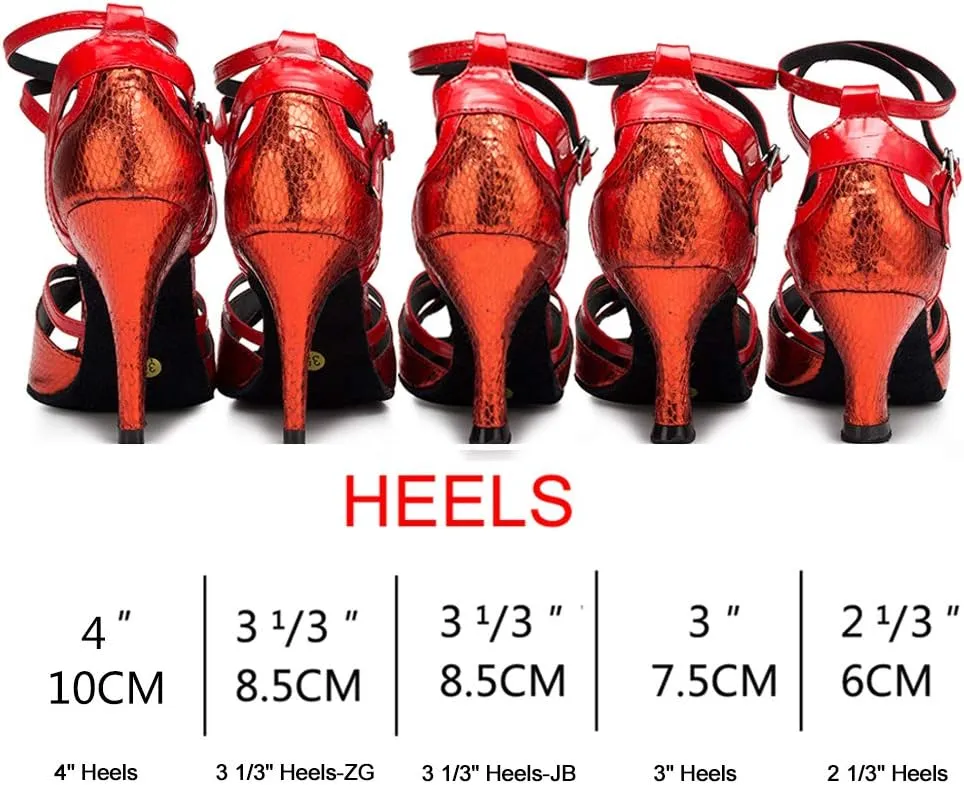 DKZSYIM Women's Satin Latin Dance Shoes Ballroom Performance Rhinestone Salsa Practice Dance Shoes,Model YCL381
