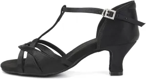 DKZSYIM Women's Satin Latin Dance Shoes Professional Ballroom Salsa Practice Performance Dancing Shoes,Model SS331