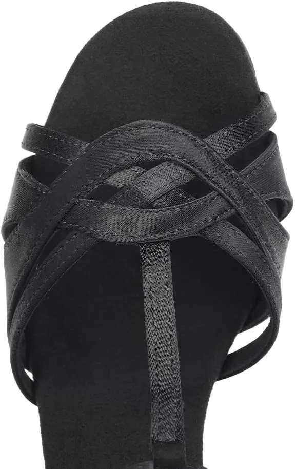 DKZSYIM Women's Satin Latin Dance Shoes Professional Ballroom Salsa Practice Performance Dancing Shoes,Model SS331