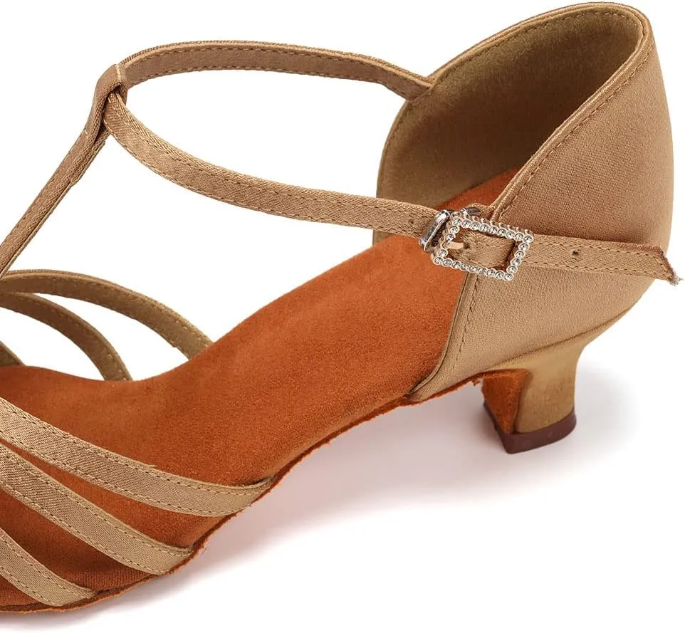 DKZSYIM Women's Satin Latin Dance Shoes Professional Ballroom Salsa Practice Performance Dancing Shoes,Model SS331