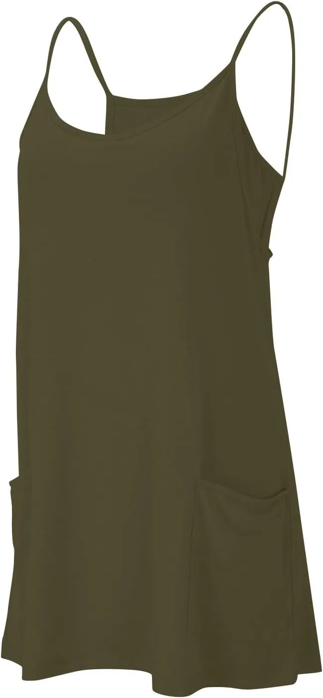 DPKLAD Womens Tennis Dress Workout Mini Dress with Shorts Sleeveless Solid Color Straps Golf Athletic Dresses S-3XL