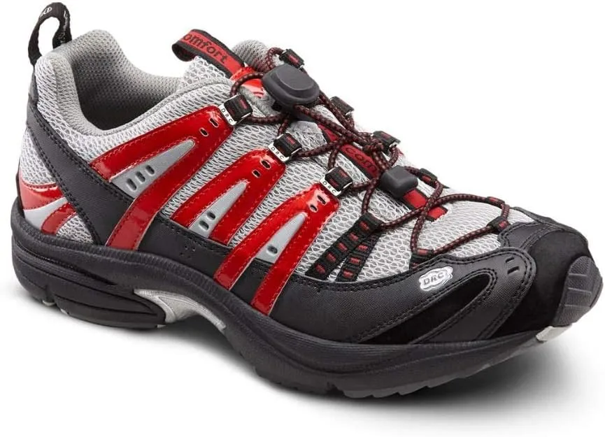 Dr. Comfort Performance Mens Athletic Shoes w/Gel Inserts-Therapeutic Walking Shoes for Mens-Dibetic Running Shoes, Metallic/Red 15 Wide (E/2E)