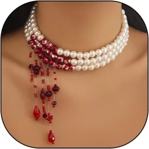 Dripping Blood Pearl Choker Necklace for Women Multiply Layer Halloween Pearl Necklaces Gothic Vampire Party Costume Jewelry Gifts