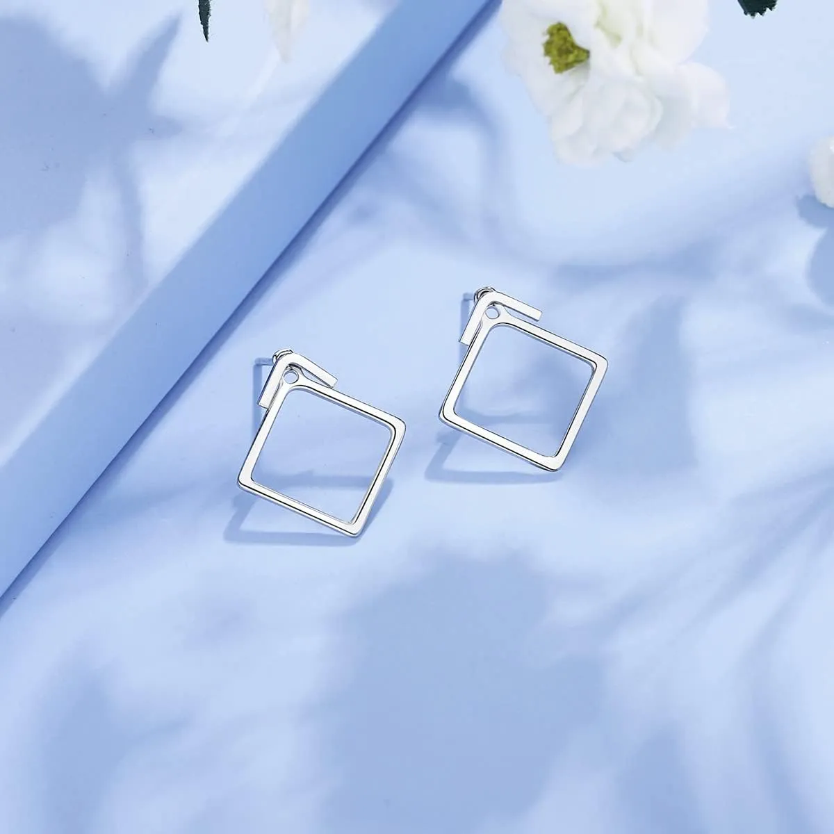 Ear Jacket Earrings 925 Sterling Silver Studs Front Back Earrings for Women Minimalist Geometric V Stud Earrings With Back Design