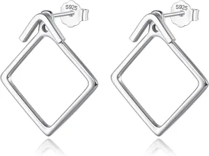 Ear Jacket Earrings 925 Sterling Silver Studs Front Back Earrings for Women Minimalist Geometric V Stud Earrings With Back Design