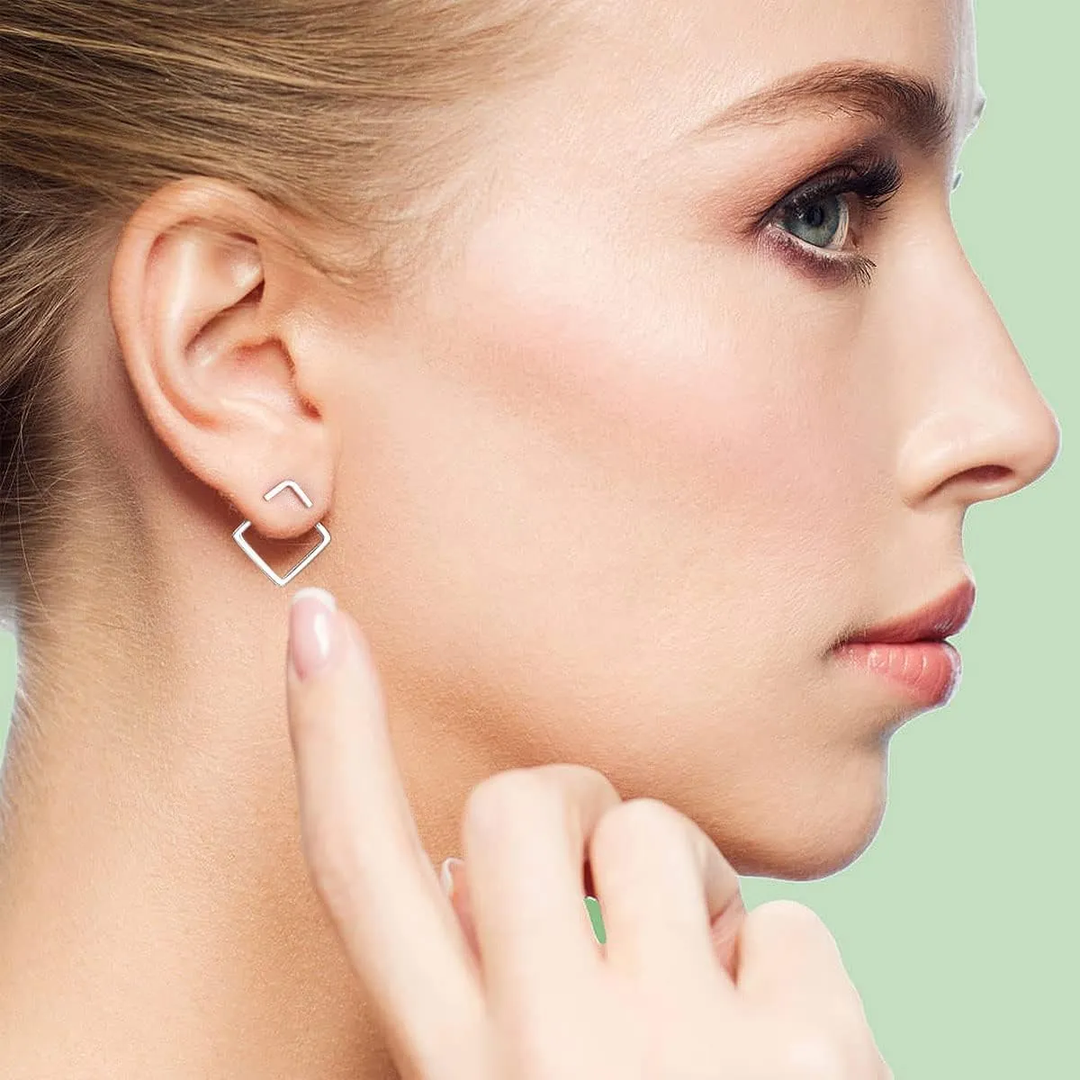 Ear Jacket Earrings 925 Sterling Silver Studs Front Back Earrings for Women Minimalist Geometric V Stud Earrings With Back Design