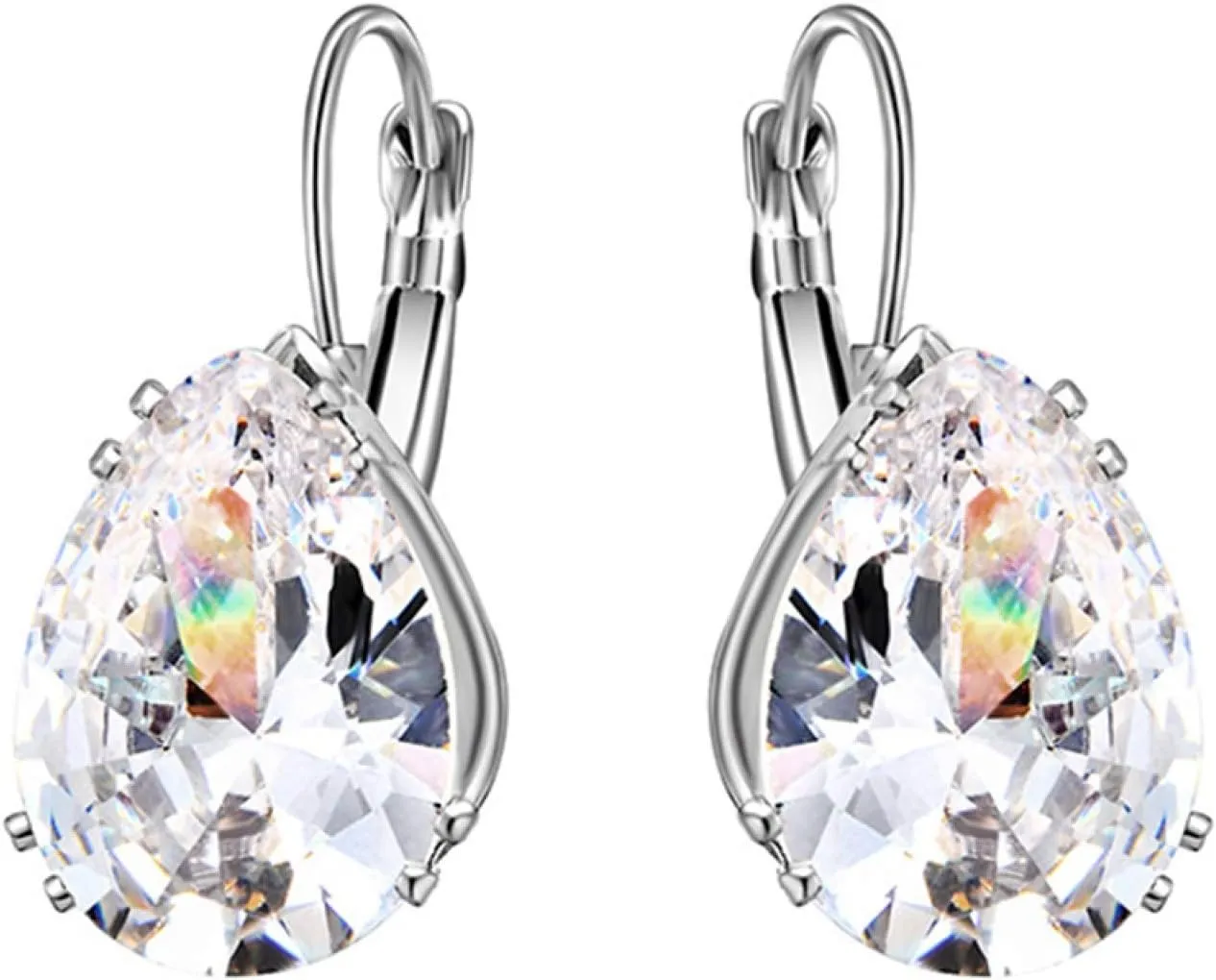 Earring Hoop Stud Drop & Dangle, Women Teardrop Cubic Zirconia Inlaid Dangle Leverback Earrings Jewelry Gift for Women Teen Girls Birthday Christmas Friends Gift