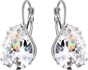 Earring Hoop Stud Drop & Dangle, Women Teardrop Cubic Zirconia Inlaid Dangle Leverback Earrings Jewelry Gift for Women Teen Girls Birthday Christmas Friends Gift