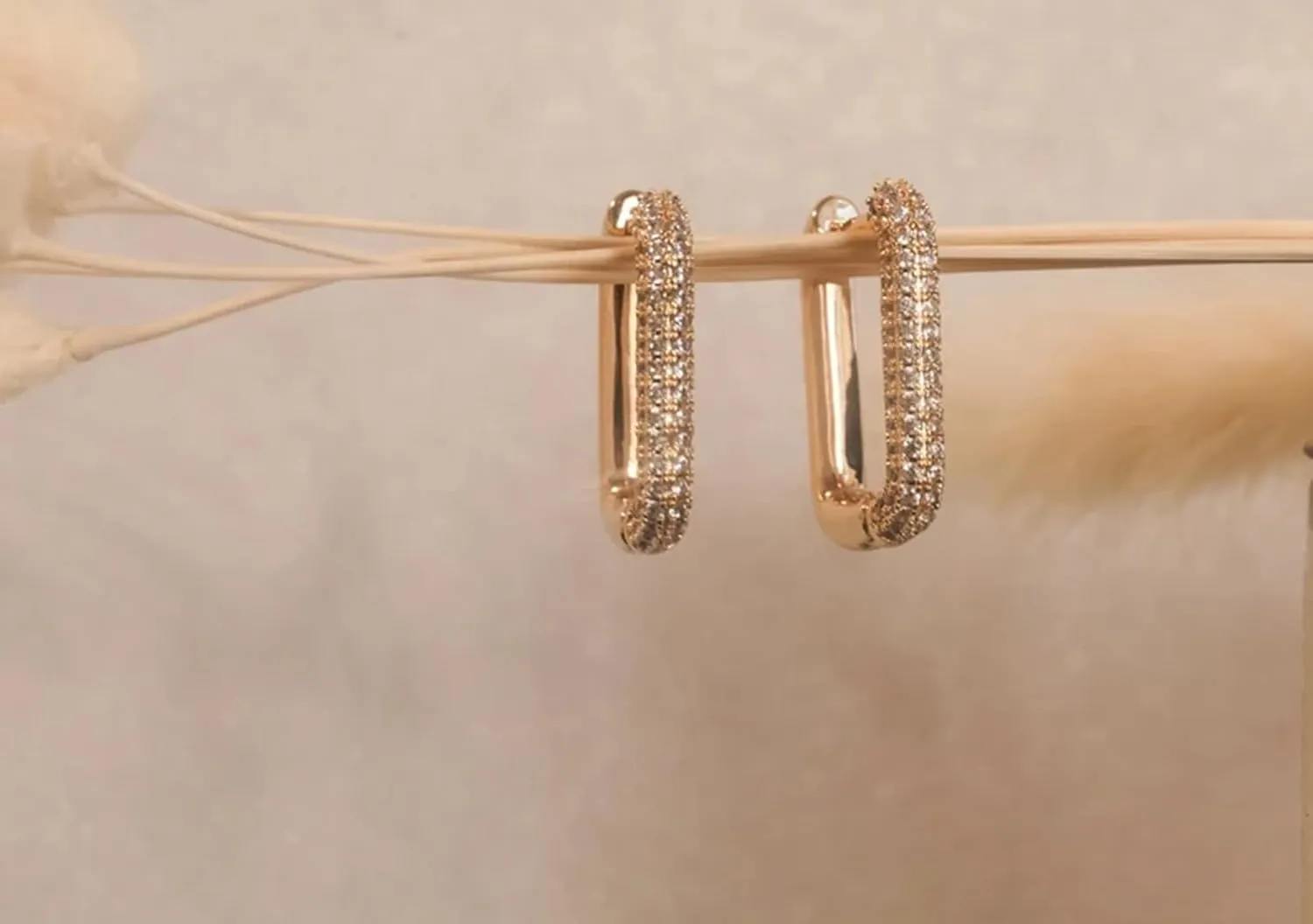 Earrings, Rectangle Hoop Earrings, 14k Gold Filled Rectangular Hoop Earrings, Rectangle Earrings With Cubic Zirconia, Gold Hoop Earrings, Gift For Her