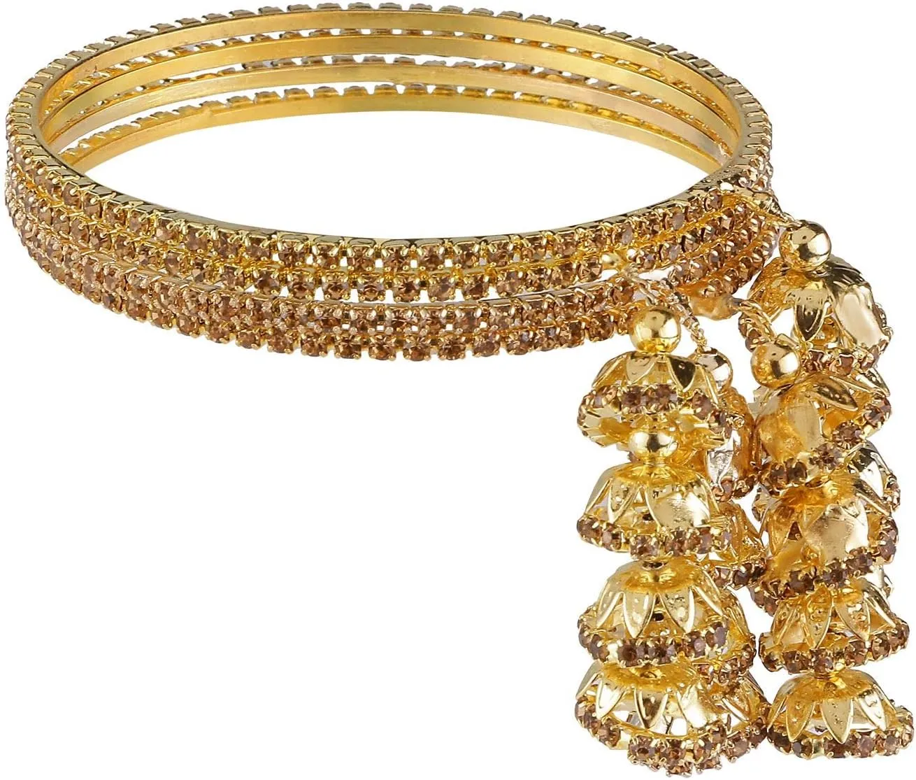 Efulgenz Bangles for Women Indian Jewelry Indian Bollywood Traditional Rhinestone Crystal Wedding Jhumka Tassel Bracelet Bangle Set Jewelry Indian Bangles Sets for Women