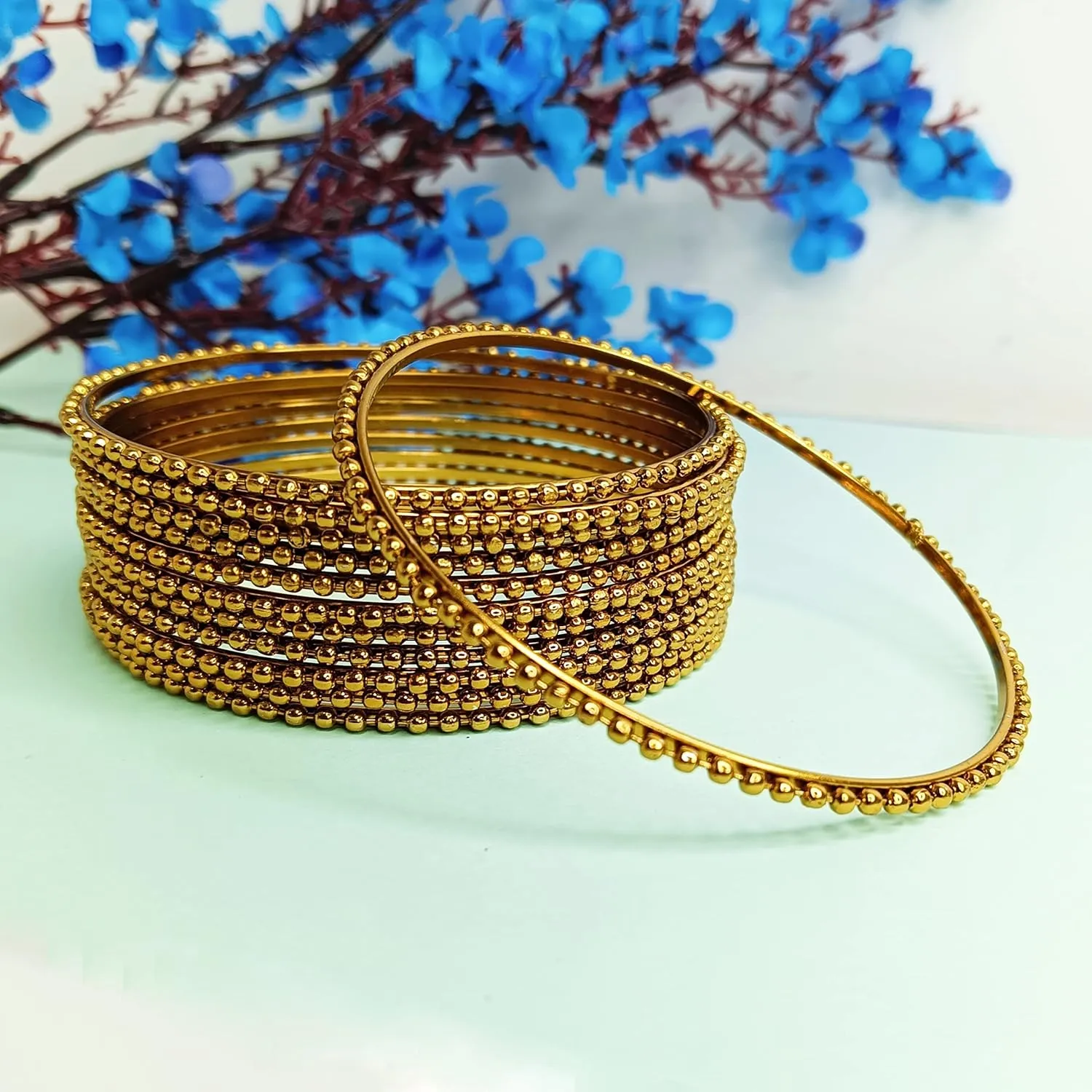 Efulgenz Boho Oxidized Bangles CZ Crystal Metal Indian Bracelet Bangle Set Jewellery for Women