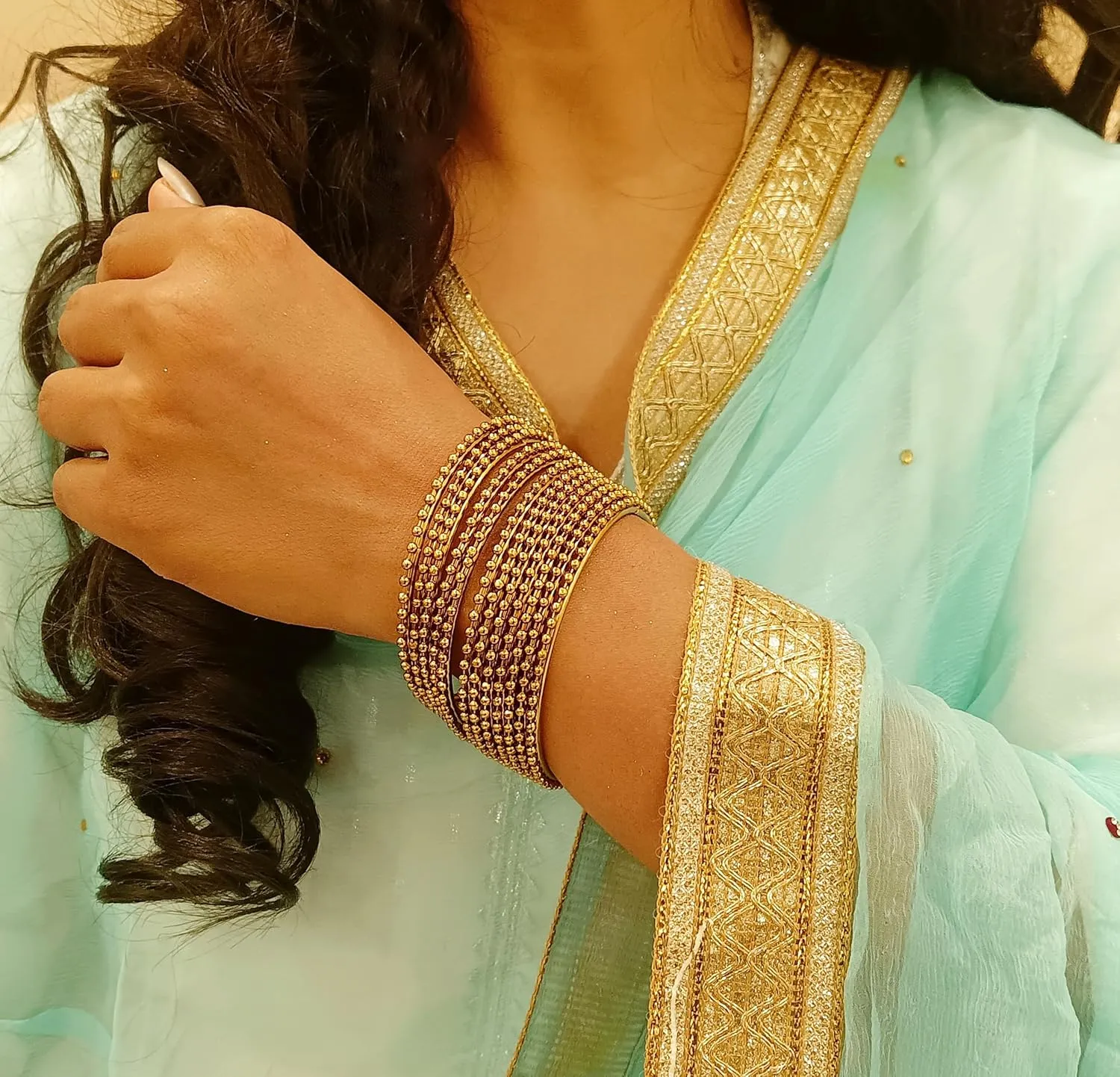 Efulgenz Boho Oxidized Bangles CZ Crystal Metal Indian Bracelet Bangle Set Jewellery for Women