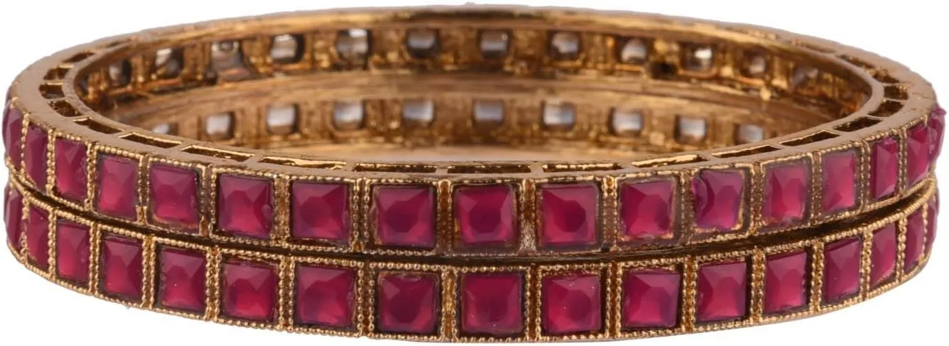Efulgenz Boho Oxidized Indian Bangle Set Traditional Jewelry Kundan Bangle Crystal Bracelet Bridal Jewelry Indian Wedding Jewelry for Women