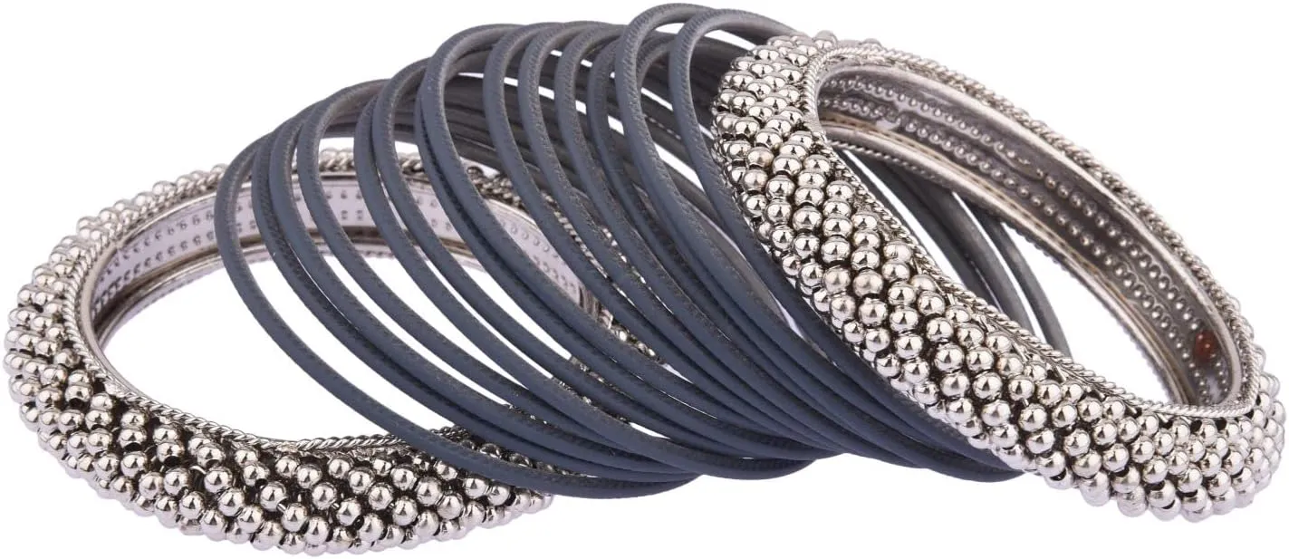 Efulgenz Boho Tribal Antique Crystal Floral Oxidized Indian Bangle Bracelet Jewelry for Women