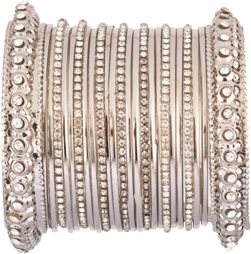 Efulgenz Boho Vintage Antique Gypsy Tribal Indian Oxidized Crystal Bracelets Bangle Set Jewelry