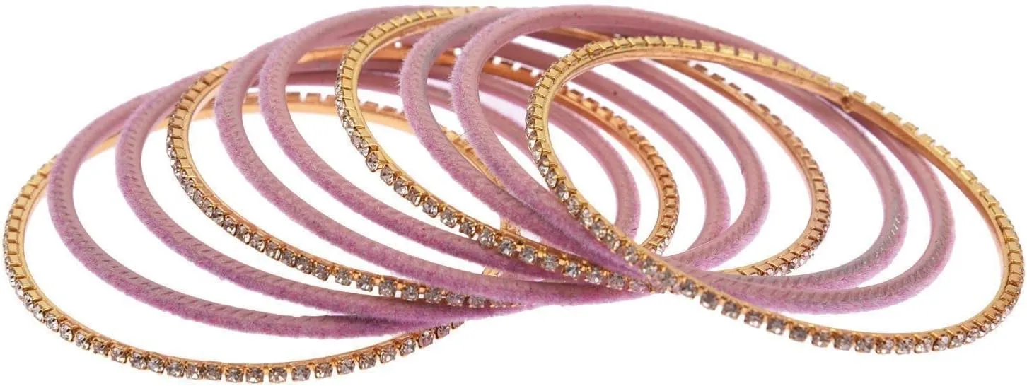 Efulgenz Bollywood Bracelets for Women Indian Bangle Set Rhinestone CZ Crystal Velvet Bracelet Jewelry