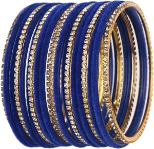 Efulgenz Indian Bangle Set - Bollywood Rhinestone CZ Crystal Velvet Bracelet Bangle Jewelry for Women