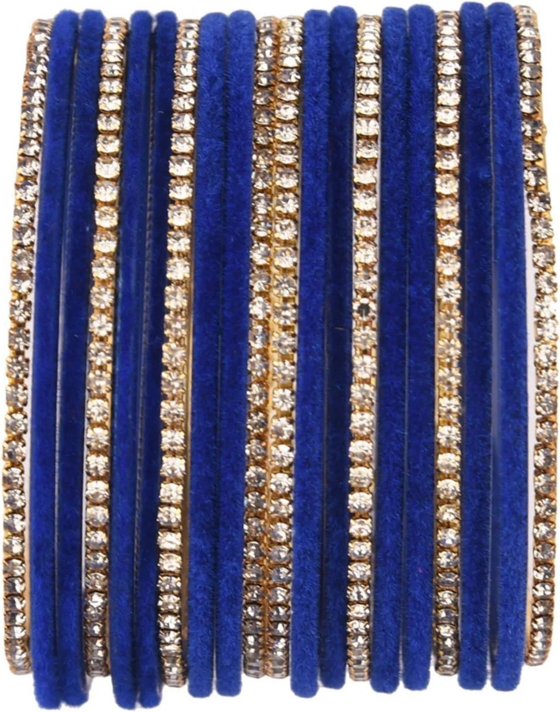 Efulgenz Indian Bangle Set - Bollywood Rhinestone CZ Crystal Velvet Bracelet Bangle Jewelry for Women