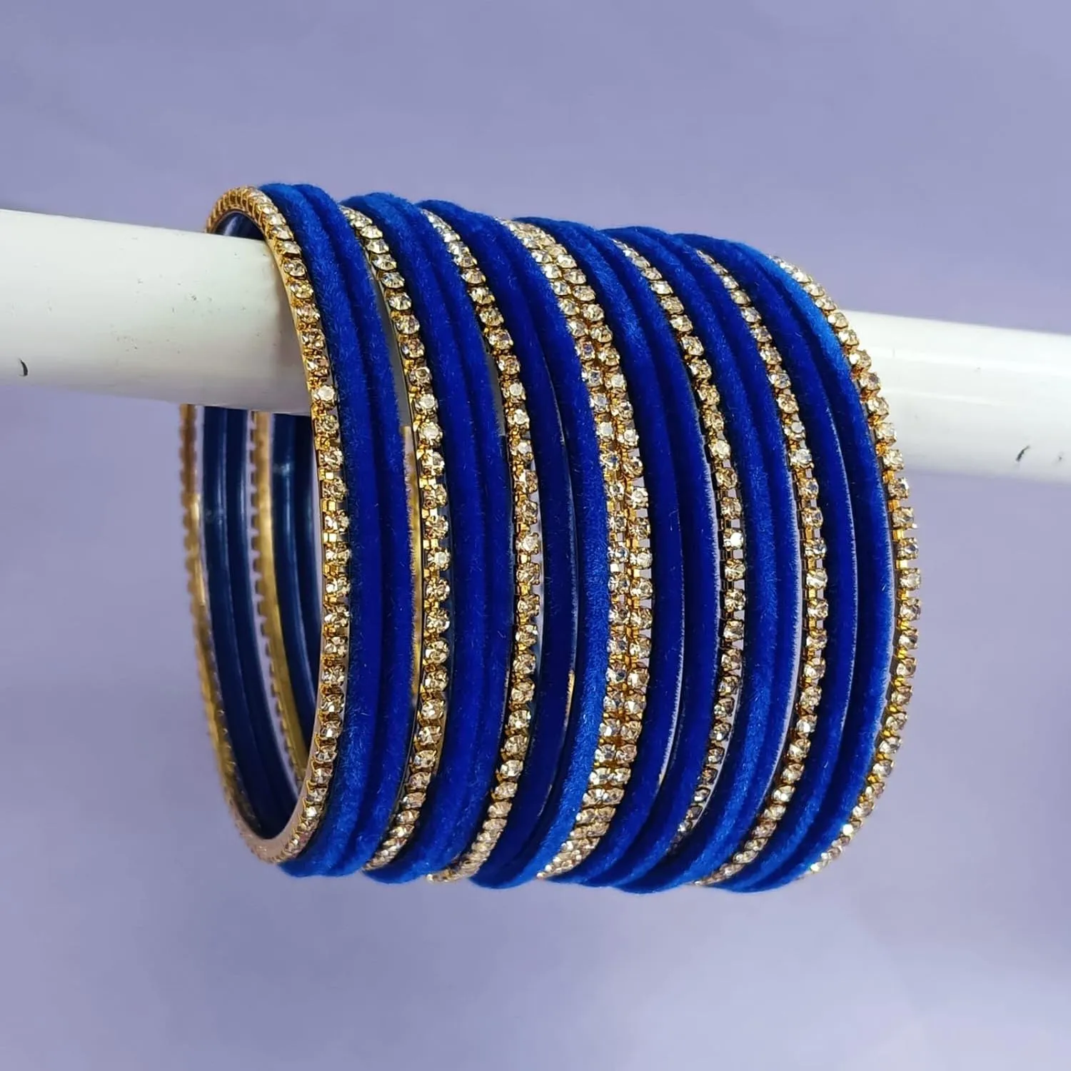Efulgenz Indian Bangle Set - Bollywood Rhinestone CZ Crystal Velvet Bracelet Bangle Jewelry for Women