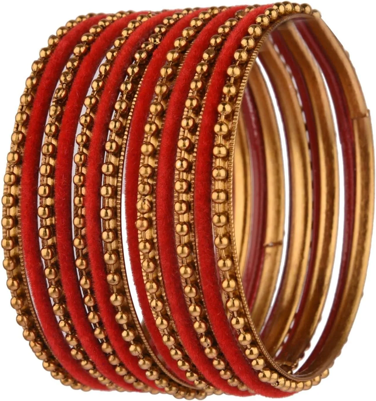 Efulgenz Indian Bangle Set Plain Velvet Bangles with Oxidized Metal Ball Bangle Bracelet Boho Bohemian Bracelet Metal Bangle Set Statement Fashion Jewelry for Women