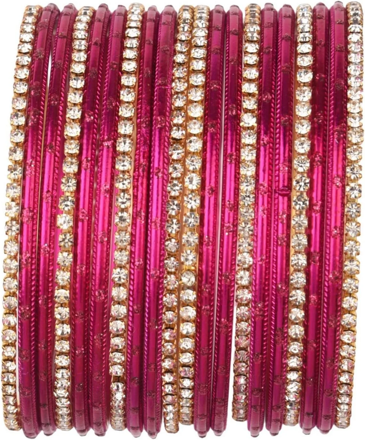 Efulgenz Indian Bangle Set Rhinestone CZ Glossy Metal Bracelet Bangle Jewelry for Women