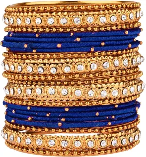 Efulgenz Indian Bangles for Women Fashion Jewelry Indian Bollywood Gold Plated Crystal Beaded Silk Thread Bracelet Bangle Set