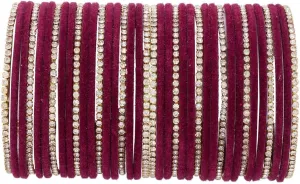 Efulgenz Indian Bangles for Women Indian Bangle Set Bollywood CZ Crystal Rhinestone Wedding Bridal Velvet Bangle Bracelets Jewelry for Women (38 Pcs)