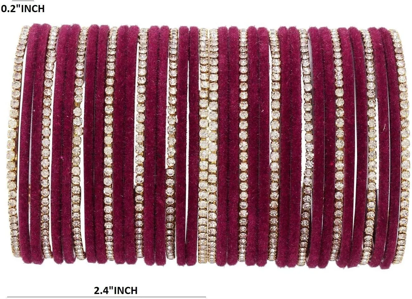 Efulgenz Indian Bangles for Women Indian Bangle Set Bollywood CZ Crystal Rhinestone Wedding Bridal Velvet Bangle Bracelets Jewelry for Women (38 Pcs)