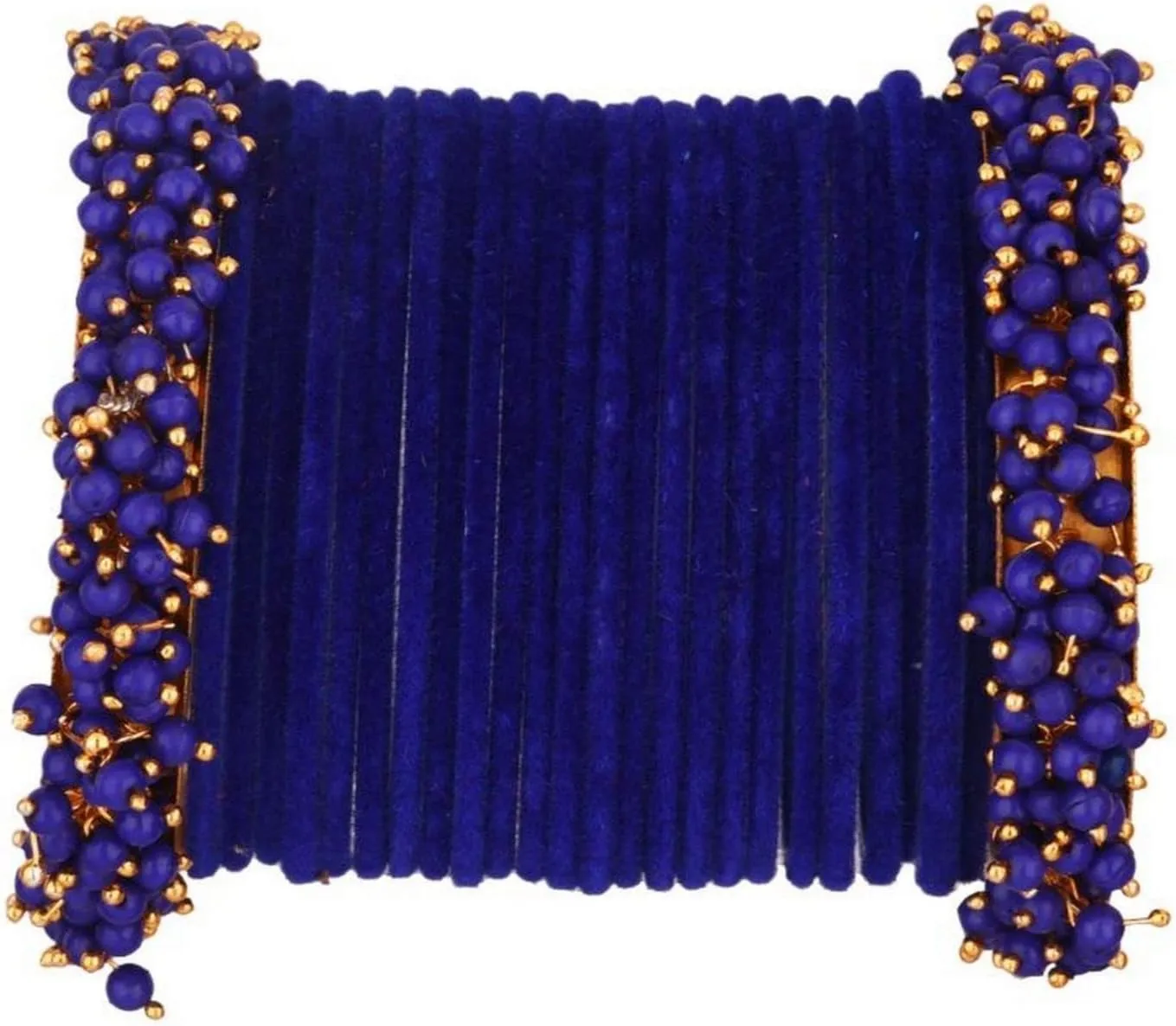 Efulgenz Indian Bangles for Women Indian Bangle Set Bollywood Faux Pearls Beads Plain Velvet Bracelet Bangle Wedding Bridal Jewelry for Women (26 Pcs)